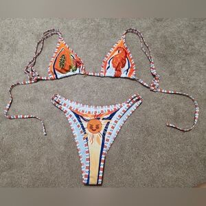 Colorful Sun and Leaf Print Bikini
